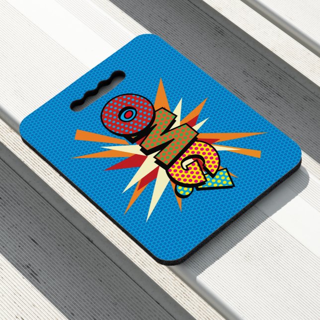OMG Fun Retro Comic Book Pop Art Seat Cushion (In Situ)