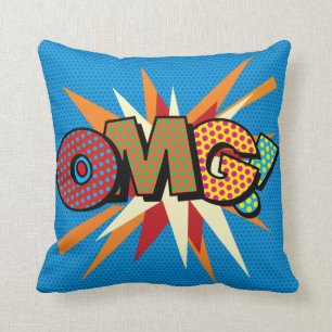 OMG Fun Retro Comic Book Pop Art Throw Pillow