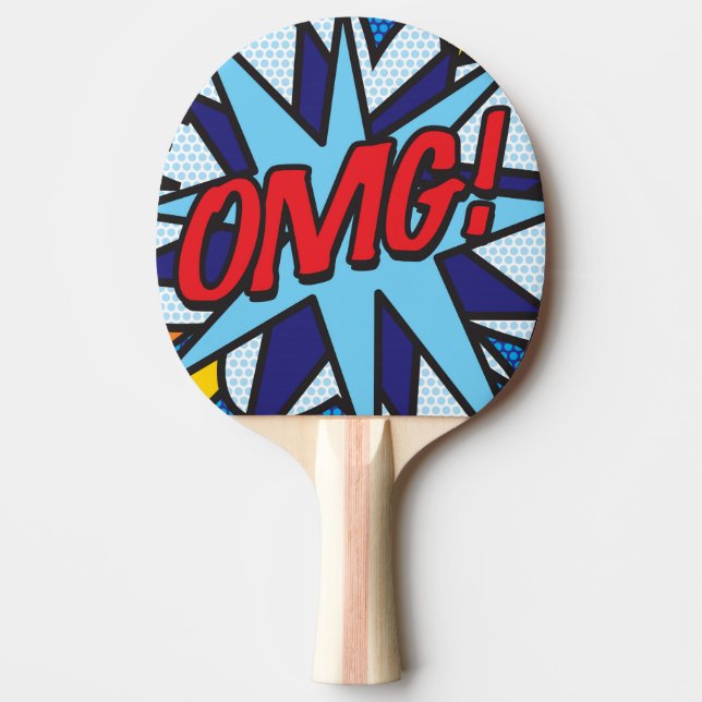 OMG Funny Cool Modern Comic Book Ping-Pong Paddle (Front)