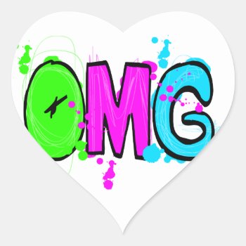 Omg! Heart Sticker by Middlemind at Zazzle