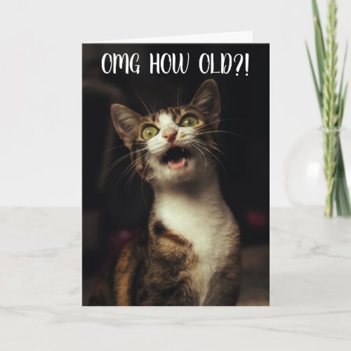 OMG How Old Funny Cat Birthday Card