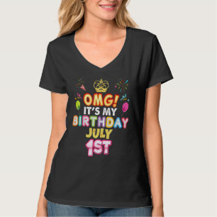 Omg It's My Birthday July 1st Vintage 1 Happy Kid T-Shirt