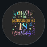 Omg Its My Granddaughters 18th Birthday Sweet 18 Y Classic Round Sticker<br><div class="desc">Omg Its My Granddaughters 18th Birthday Sweet 18 Years Old Premium</div>