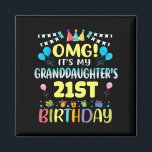 Omg Its My Granddaughters 21st Birthday Sweet 21 Y Magnet<br><div class="desc">Omg Its My Granddaughters 21st Birthday Sweet 21 Years Old _1</div>