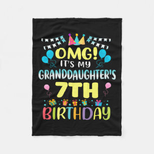 Omg Its My Granddaughters 7th Birthday Sweet 7 Yea Fleece Blanket