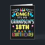 Omg Its My Grandsons 18th Birthday Sweet 18 Years  Card<br><div class="desc">Omg Its My Grandsons 18th Birthday Sweet 18 Years Old Premium</div>