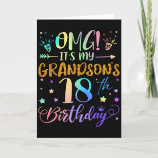 Omg Its My Grandsons 18th Birthday Sweet 18 Years  Card