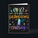 Omg Its My Grandsons 1st Birthday Sweet 1 Years Ol Card<br><div class="desc">Omg Its My Grandsons 1st Birthday Sweet 1 Years Old Premium</div>