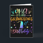 Omg Its My Grandsons 1st Birthday Sweet 1 Years Ol Card<br><div class="desc">Omg Its My Grandsons 1st Birthday Sweet 1 Years Old Premium</div>