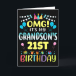 Omg Its My Grandsons 21st Birthday Sweet 21 Years  Card<br><div class="desc">Omg Its My Grandsons 21st Birthday Sweet 21 Years Old Premium _1</div>