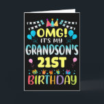 Omg Its My Grandsons 21st Birthday Sweet 21 Years  Card<br><div class="desc">Omg Its My Grandsons 21st Birthday Sweet 21 Years Old Premium _1</div>