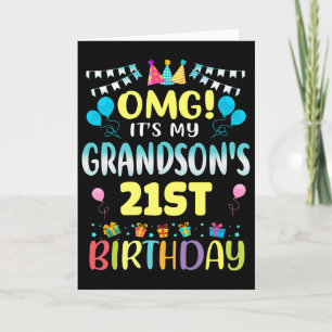 Omg Its My Grandsons 21st Birthday Sweet 21 Years  Card