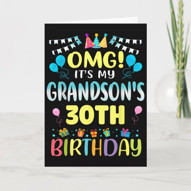 Omg Its My Grandsons 30th Birthday Sweet 30 Years  Card (Front)