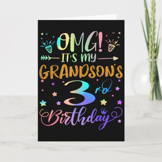 Omg Its My Grandsons 3rd Birthday Sweet 3 Years Ol Card (Front)