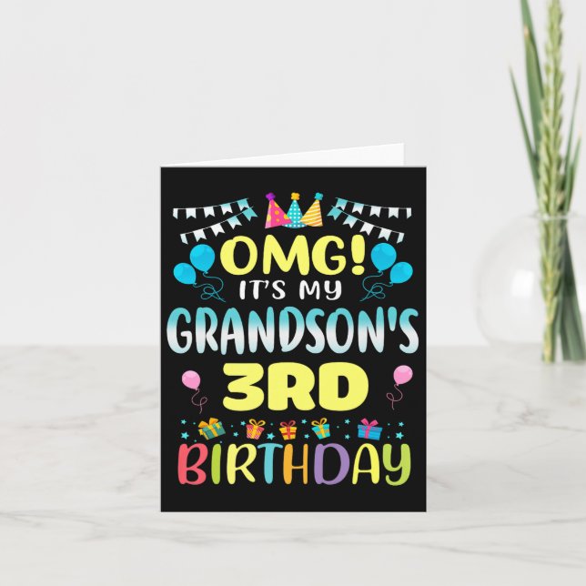 Omg Its My Grandsons 3rd Birthday Sweet 3 Years Ol Card (Front)