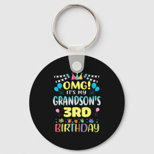 Omg Its My Grandsons 3rd Birthday Sweet 3 Years Ol Keychain