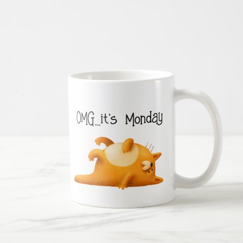 OMG Its the Monday Blues Funny Yellow Cat Gift Coffee Mug