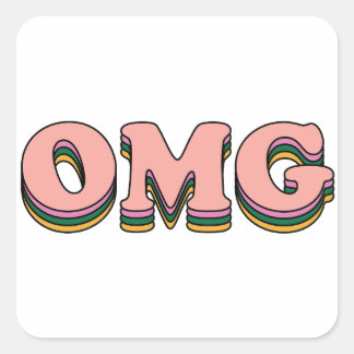 OMG Layered Text Square Sticker