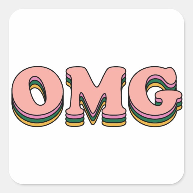 OMG Layered Text Square Sticker (Front)