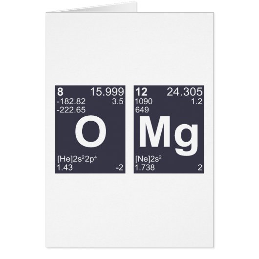 OMG Oh My God Periodic Table Elements Cards (Front)
