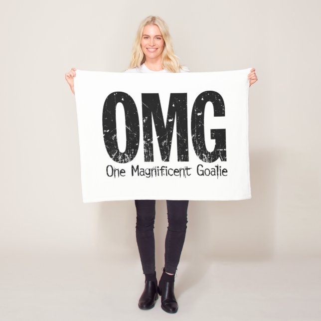 OMG: One Magnificent Goalie (Hockey) Fleece Blanke (In Situ)