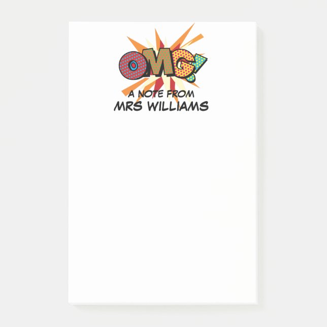 OMG Personalized Name Fun Comic Book Post-it Notes (Front)