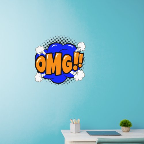 OMG Pop Art Blue Gold Orange Steam 24 Wall Decal