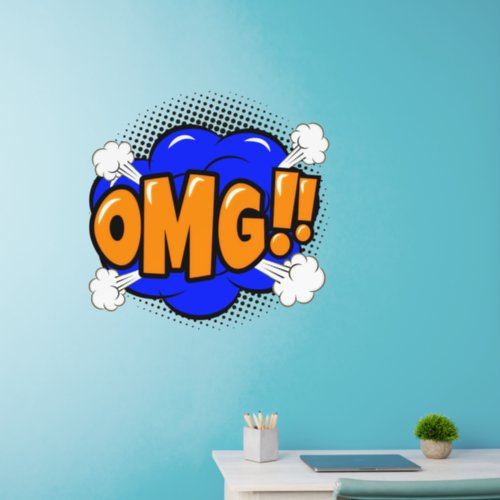 OMG Pop Art Blue Gold Orange Steam 36 Wall Decal