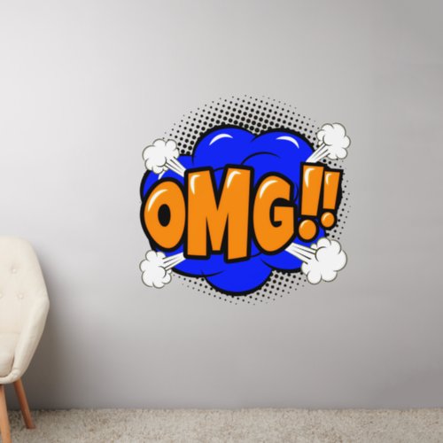 OMG Pop Art Blue Gold Orange Steam  50 Wall Decal