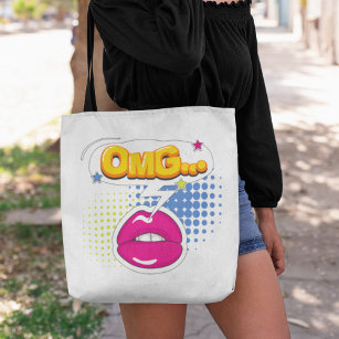 OMG Pop Art Comic Speech Bubble Tote Bag