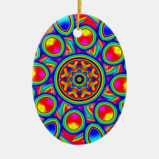 OMG Rainbow Mandala (add words) Ceramic Ornament