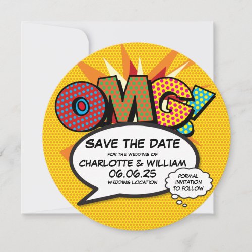 OMG Save the Date Fun Retro Comic Book Pop Art