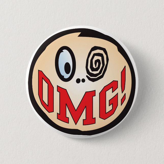 OMG Text Head Pinback Button (Front)
