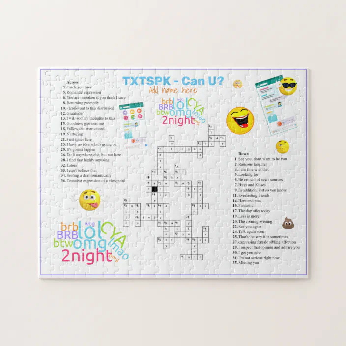 omg text speak crossword emoji fun urban slang jigsaw puzzle zazzle com