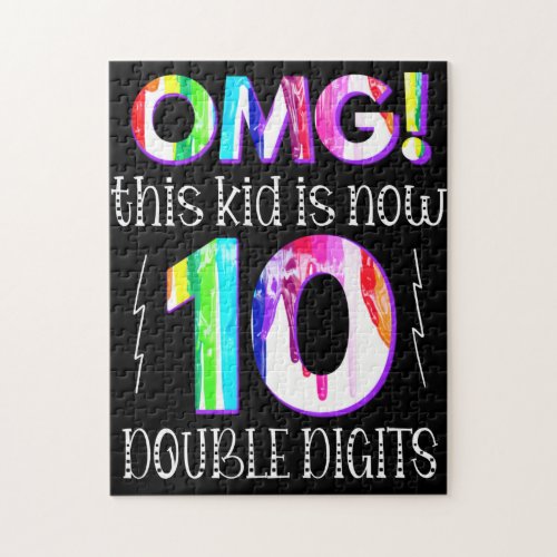 OMG This Kid Is Now 10 Double Digits Paint Drip Jigsaw Puzzle