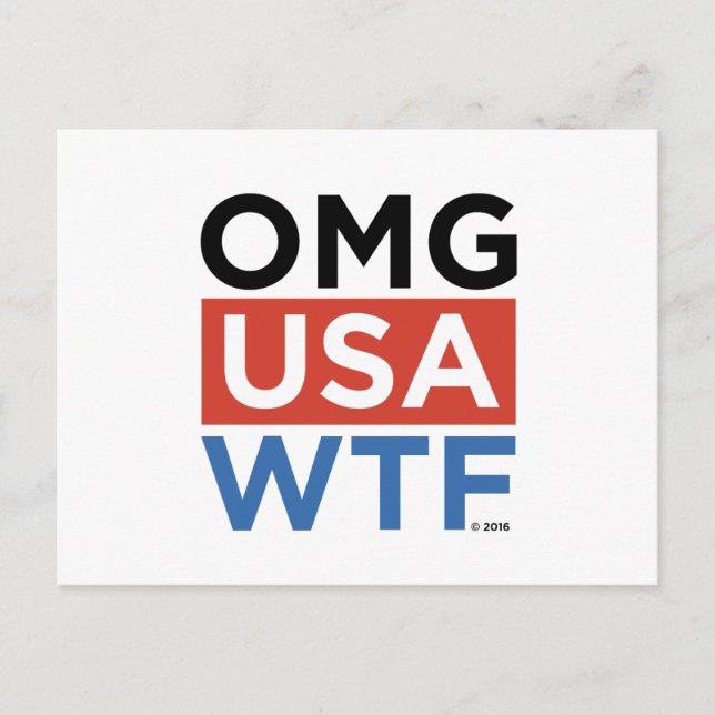 OMG USA WTF POSTCARD (Front)