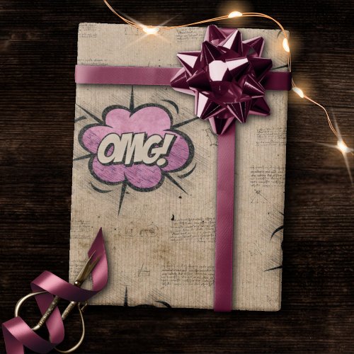 OMG Vintage Comic Book Steampunk Pop Art Wrapping Paper