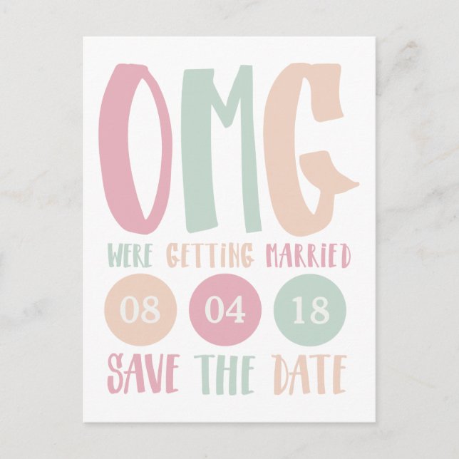 OMG Were Getting Married Save the Date Postcard (Front)
