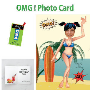 OMG Womens New Funny Beach Bikini 40th Card