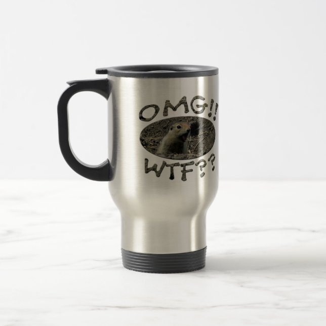 OMG WTF Gopher Travel Mug (Left)
