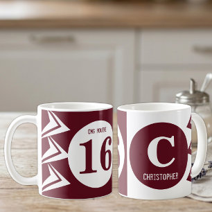 OMG you're 16 monogram name maroon and white Coffee Mug
