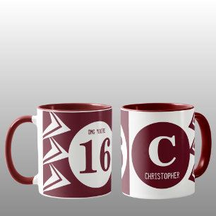 OMG you're 16 monogram name maroon and white Mug