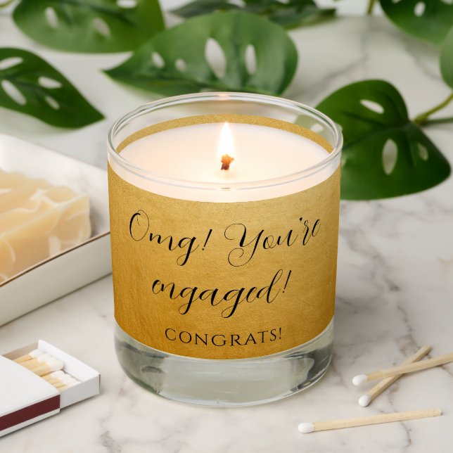 OMG You're Engaged Engagement Gold Gift Scented Candle (Lit)
