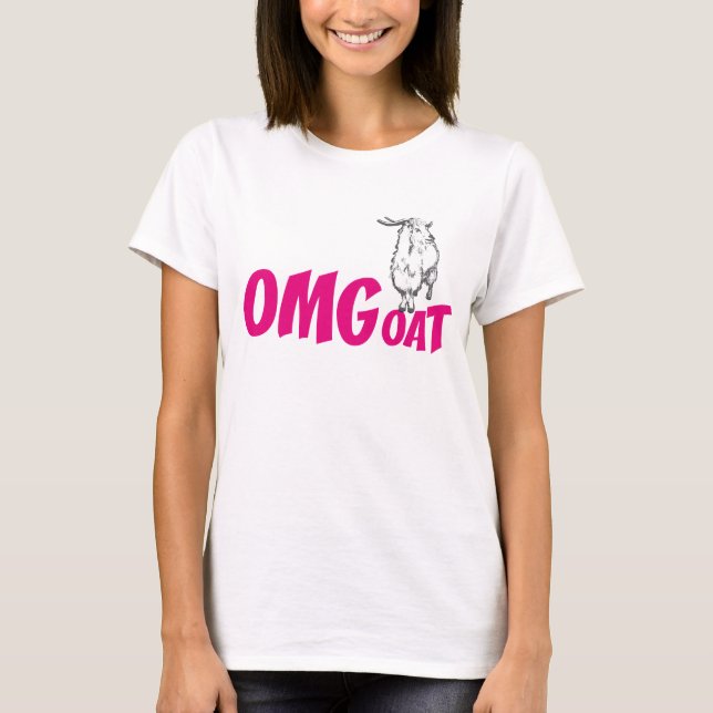 OMGoat Angora Goat  Goat Lovers OMG Pink T-Shirt (Front)