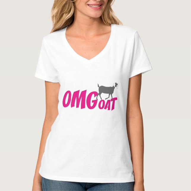 OMGoat Nubian Goat the Goat Lovers OMG in Pink T-Shirt (Front)