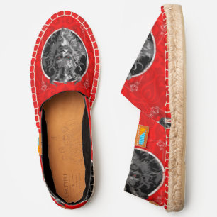 ominous christmas krampus red damask espadrilles