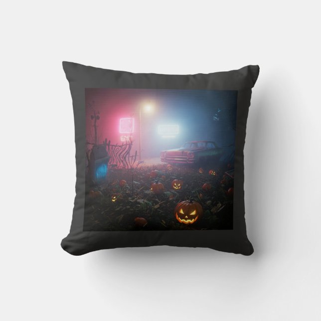 Ominous Halloween Night Throw Pillow (Front)