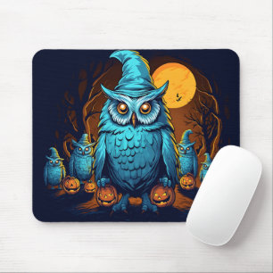 Ominous Owl On Halloween Night Graphic Halloween Mouse Pad