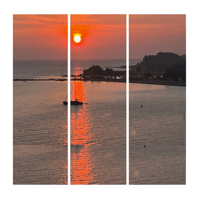 Omis Croatia Sunset Orange Sky Triptych (Front)