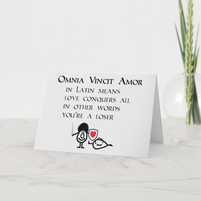 Omnia Vincit Amor A Funny Thinking Of You Poem Card (Front)